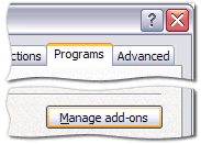 Tools -> Internet Options -> Programs -> Manage add-ons